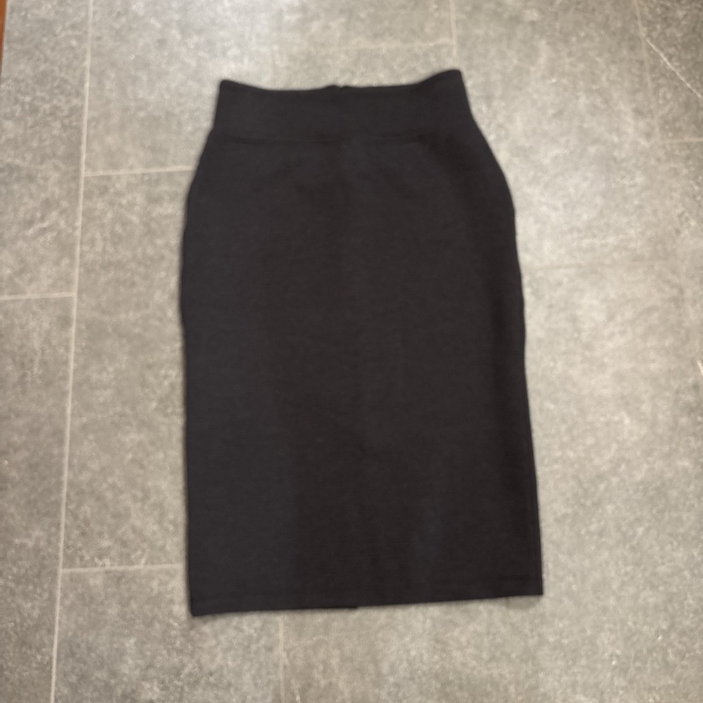Lou & Grey Black Skirt  L  Split In Back Waffle Cotton
